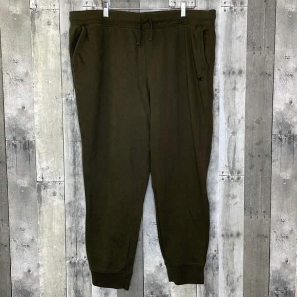 CHAMPION Men’s‎ olive green sweatpants w/ pockets and drawstring waist. XXL. EUC - Picture 1 of 11